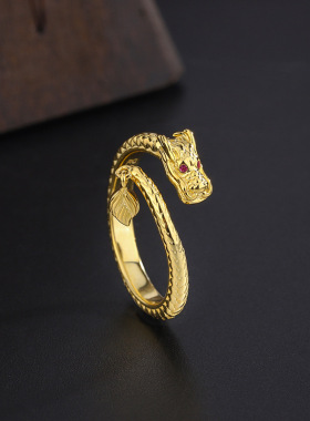 纯银黄金色十二生肖龙月亮兔子老虎项链女本命年属龙耳钉项链戒指