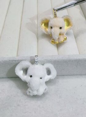 足银999毛绒绒小象纯银吊坠5D镶嵌时尚吉祥热门爆款2026新款项链