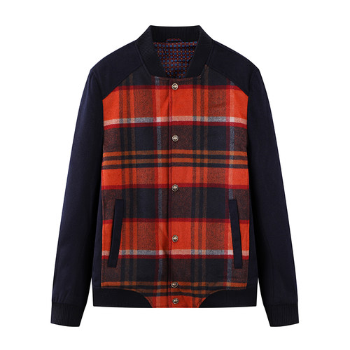 直播福利！撤柜款！大牌撤标男士棒球领修身格子休闲毛呢夹克外套 - 图3