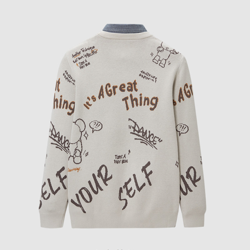 【H家】撤标撤柜！2025春秋女士提花Qee联名双领长袖假两件针织衫,淘宝优惠券,粉丝福利购,淘宝优惠卷