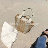 Портативная соломенная летняя брендовая пляжная сумка, 2022, в корейском стиле, Южная Корея