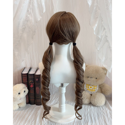 【糯糯熊】耶耶兔假发女双马尾蜜茶色长卷发少萝75cm仿真全头套 - 图3