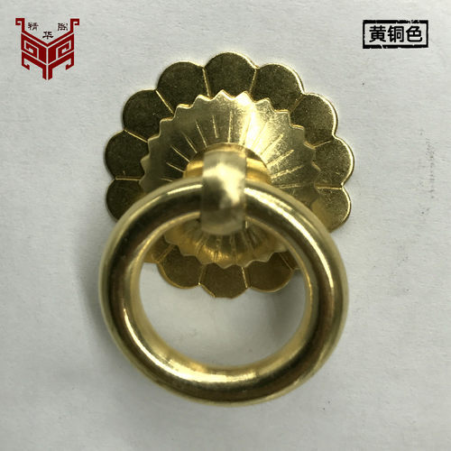 中式仿古纯铜拉环家具柜门圆环扣手简约铜环抽屉中药柜拉手小把手 - 图0