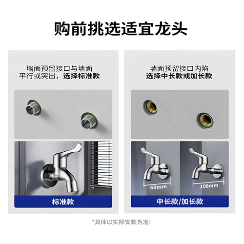 九牧洗衣机水龙头加长滚筒波轮全自动46分一进二出拖把池单冷快开 - 图1