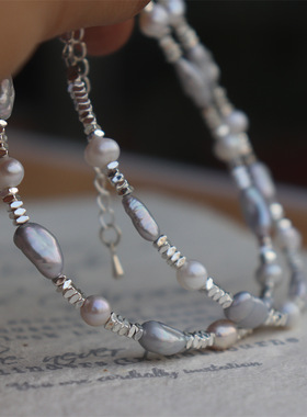 设计银子无品牌珍珠锁骨链