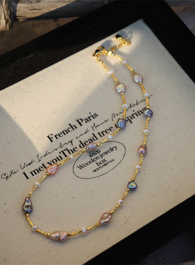 彩色项链无核再生珍珠珍珠母贝