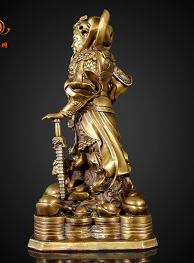 黄铜赵公明摆件家用店铺供奉武财神赵公明骑虎像摆件大号公司财神