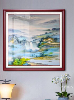 玄关餐厅新中式招财镇宅山水挂画
