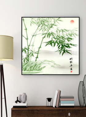竹报平安新中式玄关走廊风水挂画