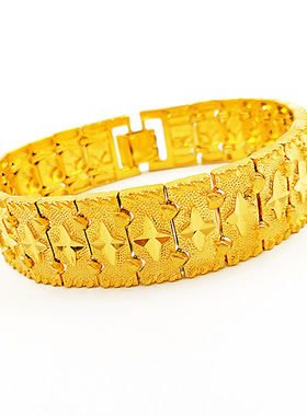 妮优饰品 男款铜镀金大表链 车花宽手链 工厂直销仿黄金首饰批发