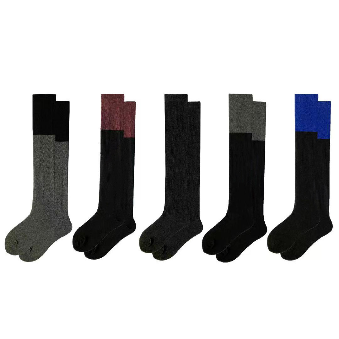 春秋袜子女韩国网红黑蓝拼接过膝盖高筒袜时髦显瘦小腿袜气质长袜,淘宝优惠券,粉丝福利购,淘宝优惠卷