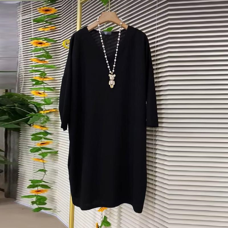 胖妹妹宽松休闲纯色法式慵懒风300斤春秋季中长款连衣裙大码女装,淘宝优惠券,粉丝福利购,淘宝优惠卷