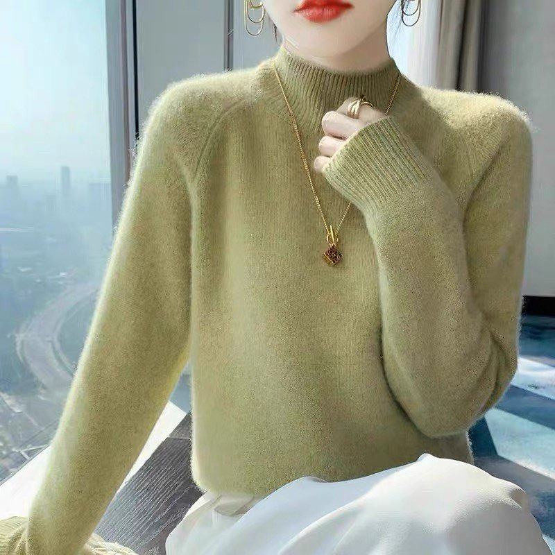 高级新款半高领羊毛衫女士加厚毛衣打底衫长袖针织大码宽松洋气女,淘宝优惠券,粉丝福利购,淘宝优惠卷