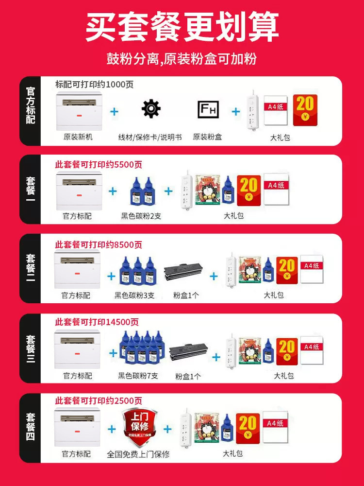 联想m7206w激光优惠普hp奔图硒鼓 力达办公黑白激光多功能一体机