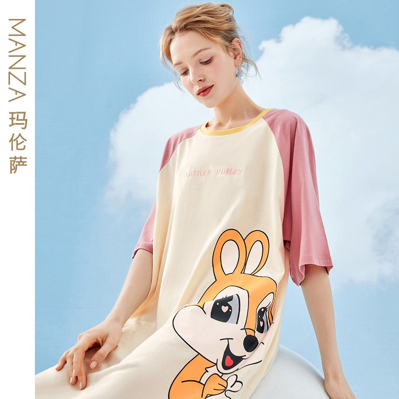 玛伦萨2022年新款纯棉夏宽松裙睡裙 玛伦萨睡裙