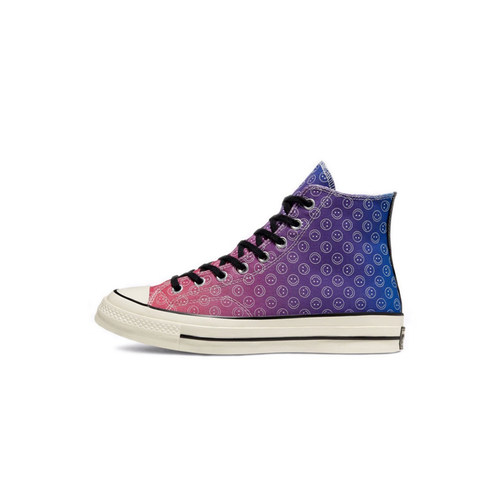 匡威/Converse 1970S 三星标紫色渐变笑脸高帮休闲帆布鞋 167635C - 图3