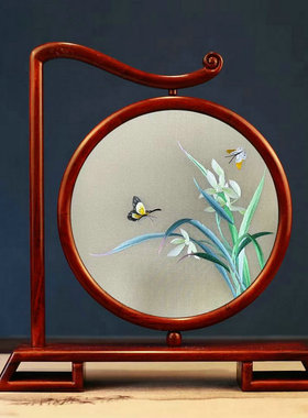 纯手工苏绣双面绣实木材质礼盒装