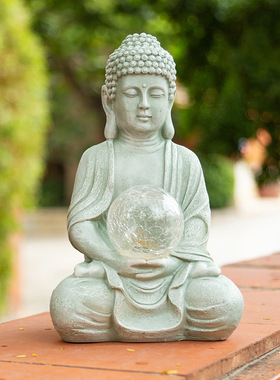 庭院佛像树脂摆件太阳能灯