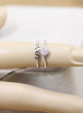 克莱玛饰品开口镀金桃心满钻戒韩版潮人时尚指环