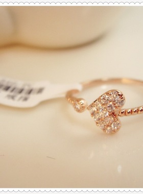 爱心开口锆石钻韩版戒指的你同款