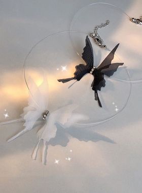 气质蝴蝶锁骨链小众隐形鱼线项链