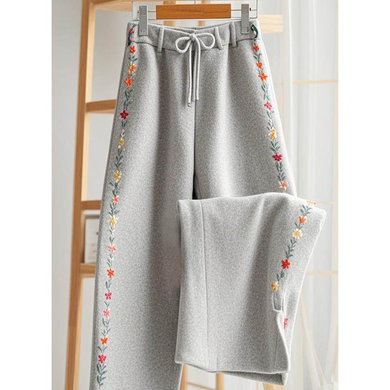 今年流行小个子灰色印花阔腿休闲裤子女2024新款秋冬季高级感垂感,淘宝优惠券,粉丝福利购,淘宝优惠卷