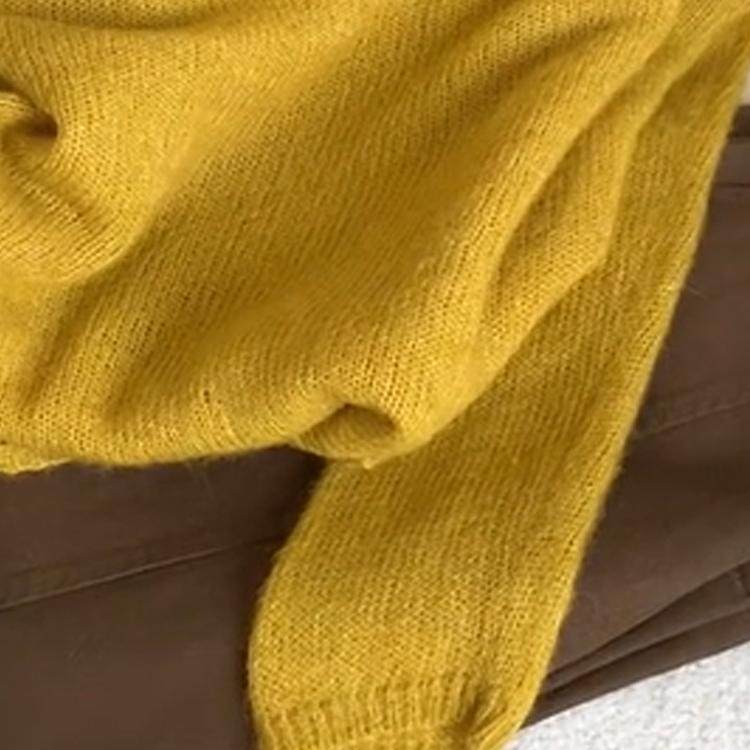 氛围感姜黄色马海毛毛衣女2024秋季新款亲肤软糯长袖套头针织衫潮,淘宝优惠券,粉丝福利购,淘宝优惠卷