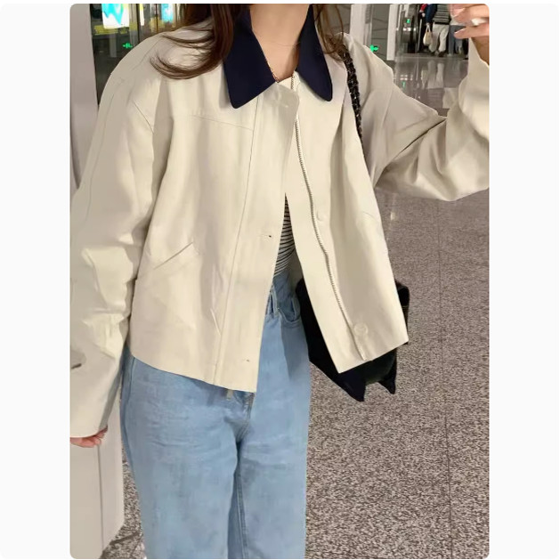 小香风白色夹克外套女2022年秋季新款韩版百搭休闲短款小个子上衣,淘宝优惠券,粉丝福利购,淘宝优惠卷