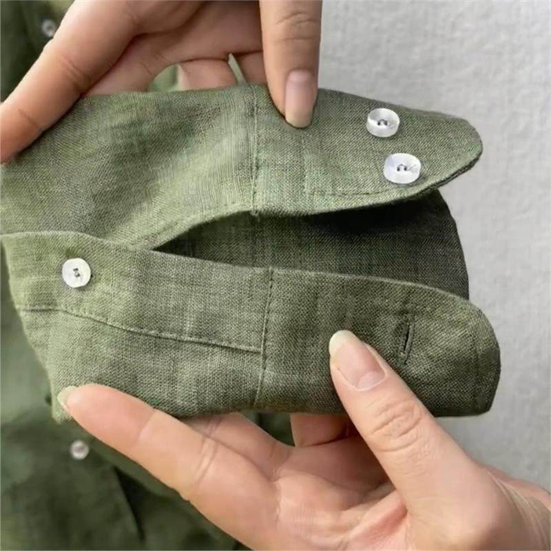 牛X货 巨炸裂！苔藓绿翻领单排扣亚麻衬衫+阔腿裤两件套女早春,淘宝优惠券,粉丝福利购,淘宝优惠卷