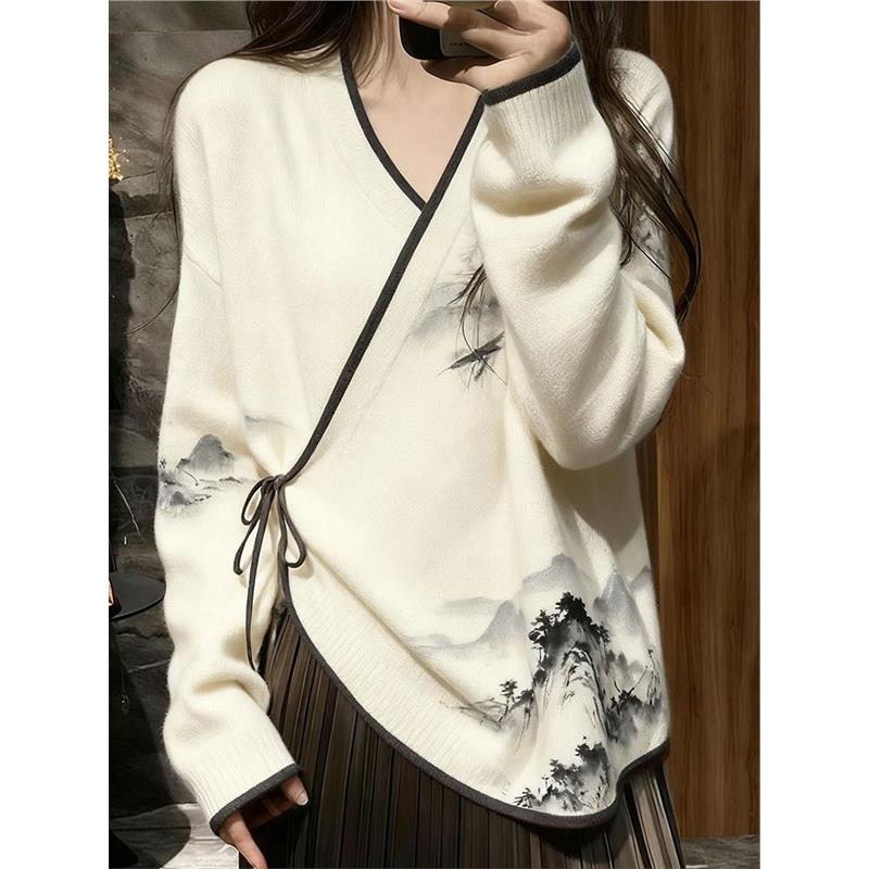 新中式禅意国风毛衣气质高级感超好看宽松针织上衣女2025秋季新款 - 图3