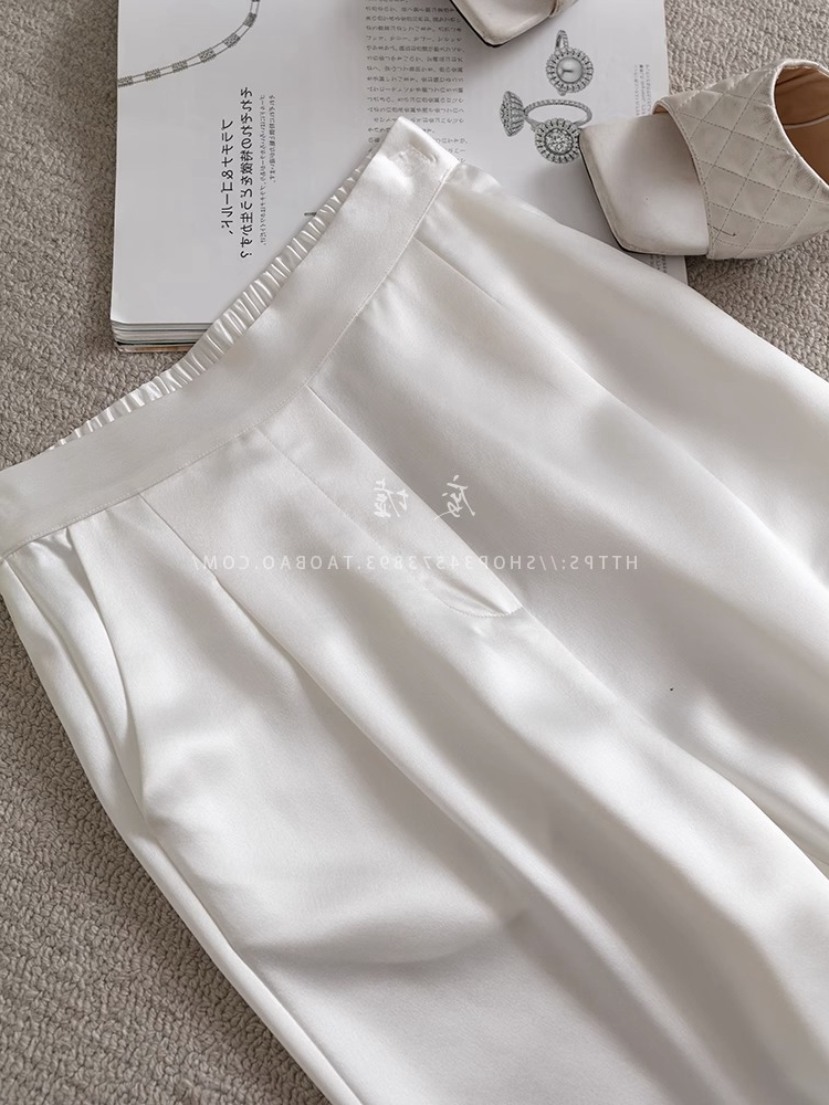 品牌专柜高端女装外贸真丝抗皱三醋酸缎面松紧高腰直筒阔腿长裤女,淘宝优惠券,粉丝福利购,淘宝优惠卷