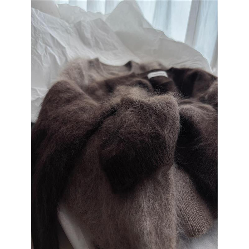 CHAO级！美拉德复古咖色羊毛拉绒毛衣女冬季软糯慵懒风针织衫 - 图3