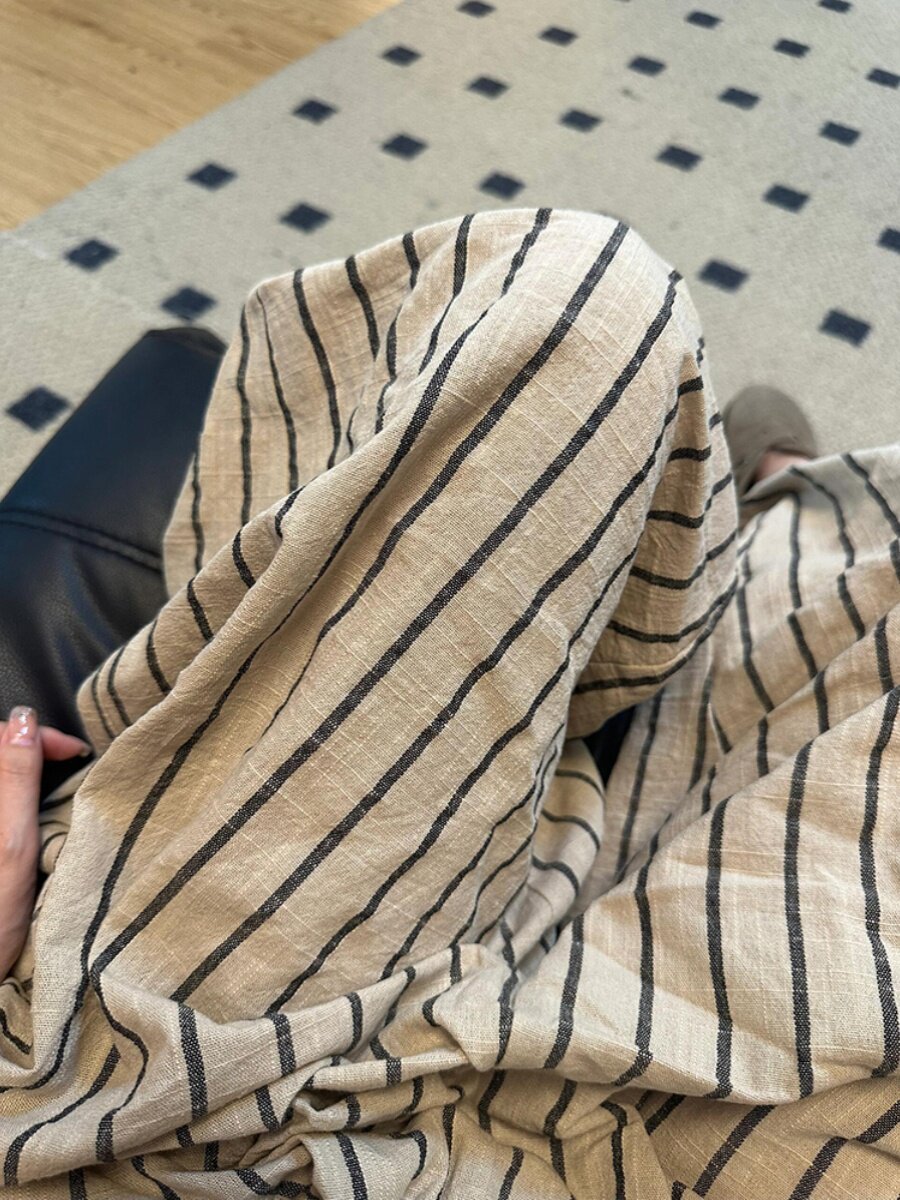 日系棉麻条纹裤女夏季山本裤慵懒休闲松弛感裤子凉凉裤亚麻阔腿裤,淘宝优惠券,粉丝福利购,淘宝优惠卷