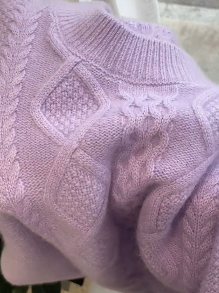 品牌折扣专柜高端女装外贸清仓欧货高级感香芋紫色浣熊绒毛衣女,淘宝优惠券,粉丝福利购,淘宝优惠卷