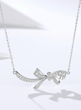s925银小星河蝴蝶结项链女时尚轻奢锁骨链简约新年礼物送女友饰品