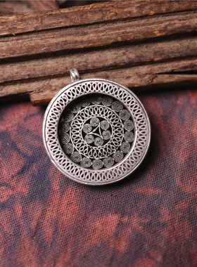 男女镀银仿古做旧DIY吊坠底托