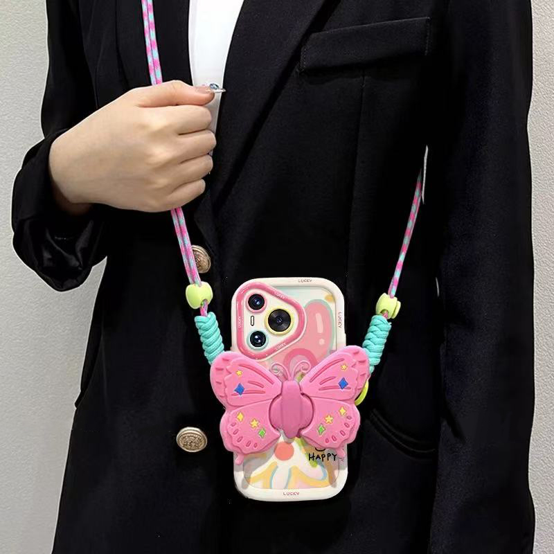 ins清新花朵斜跨适用荣耀400pro泡芙300Ultra全包手机壳POWER新款GTpro荣耀x70i防摔x60女Magic7 Pro/6保护壳 - 图2