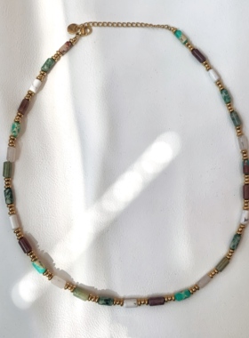 石头女串珠项链遇水文艺复古