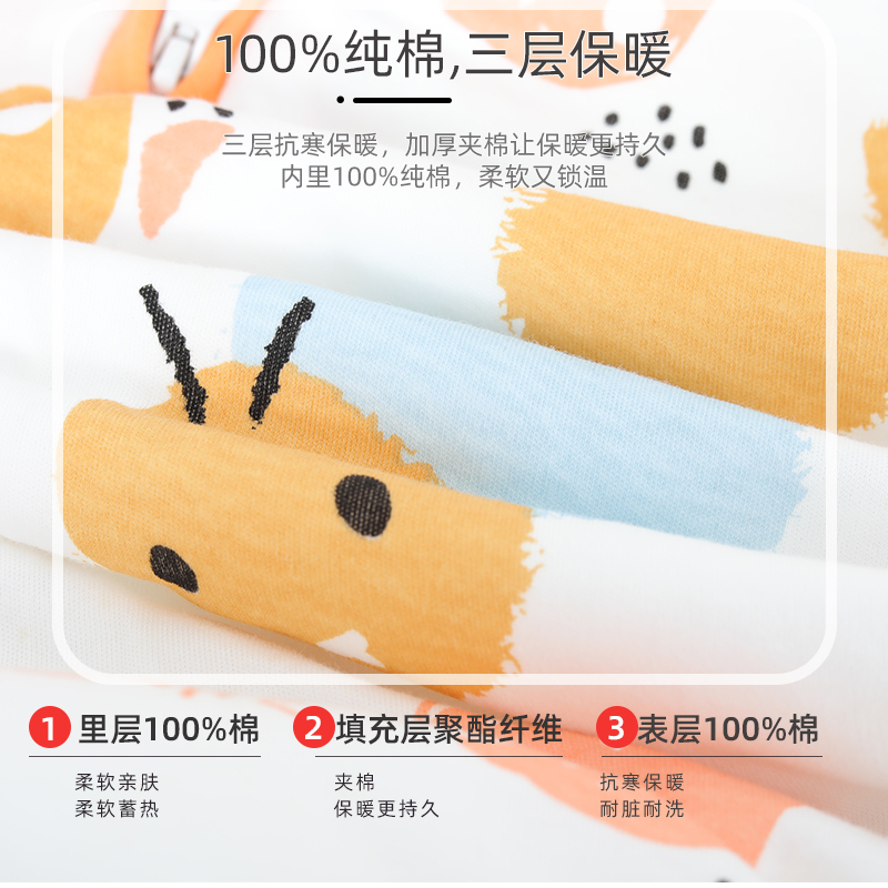 tatamonkey旗舰店宝宝睡袋秋冬加厚春秋新生儿童纯棉防踢被四季通用小孩分腿睡袋3