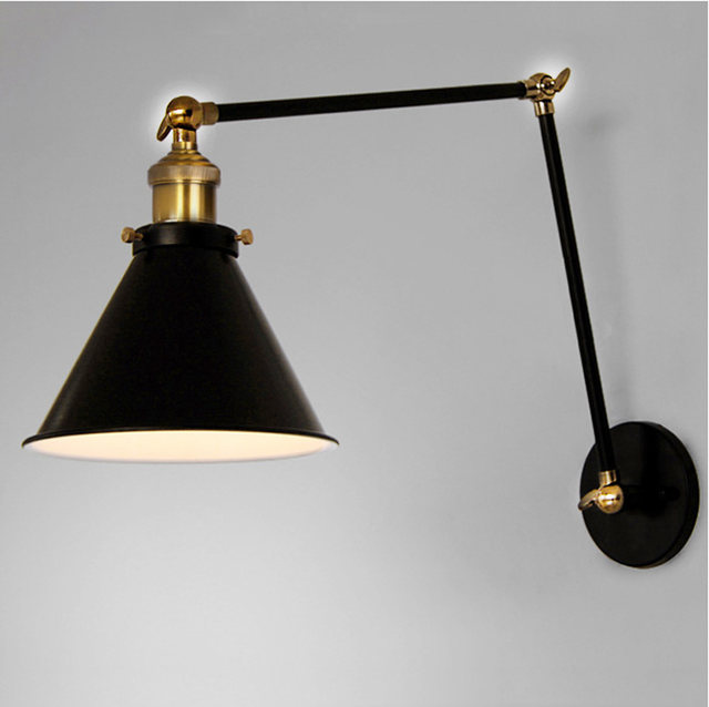 American country style wrought iron study bar folding wall lamp