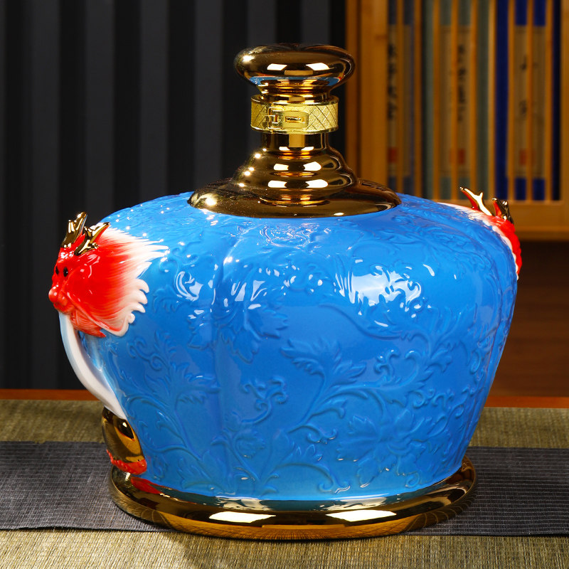 景德镇陶瓷酒瓶 十斤装龙腾盛世珐琅彩密封空酒坛10斤装白酒罐子