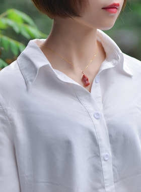 南红18k金镶嵌连年有余项链吊坠