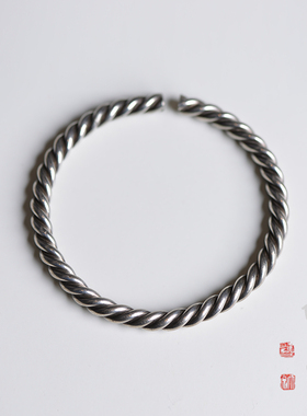 民国麻花纹手镯老银饰