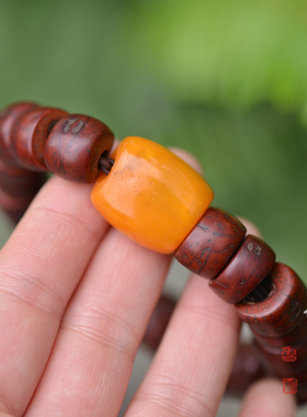 老凤眼菩提古董蜜蜡典雅风手串