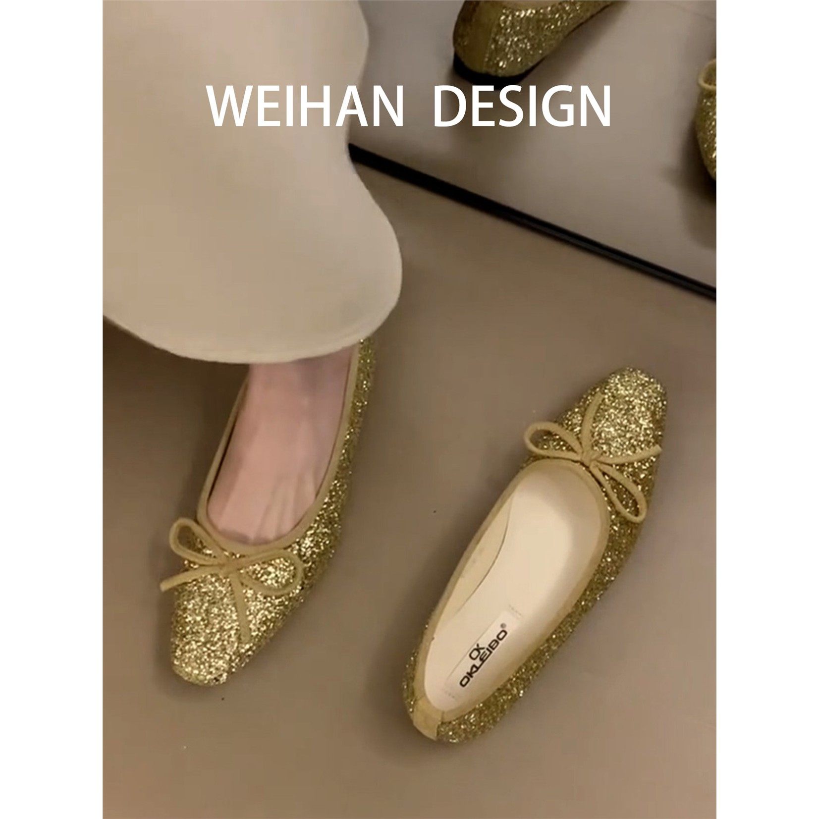 羊皮版！法式平底亮片浅口单鞋女蝴蝶结方头玛丽珍鞋配裙子芭蕾鞋,淘宝优惠券,粉丝福利购,淘宝优惠卷