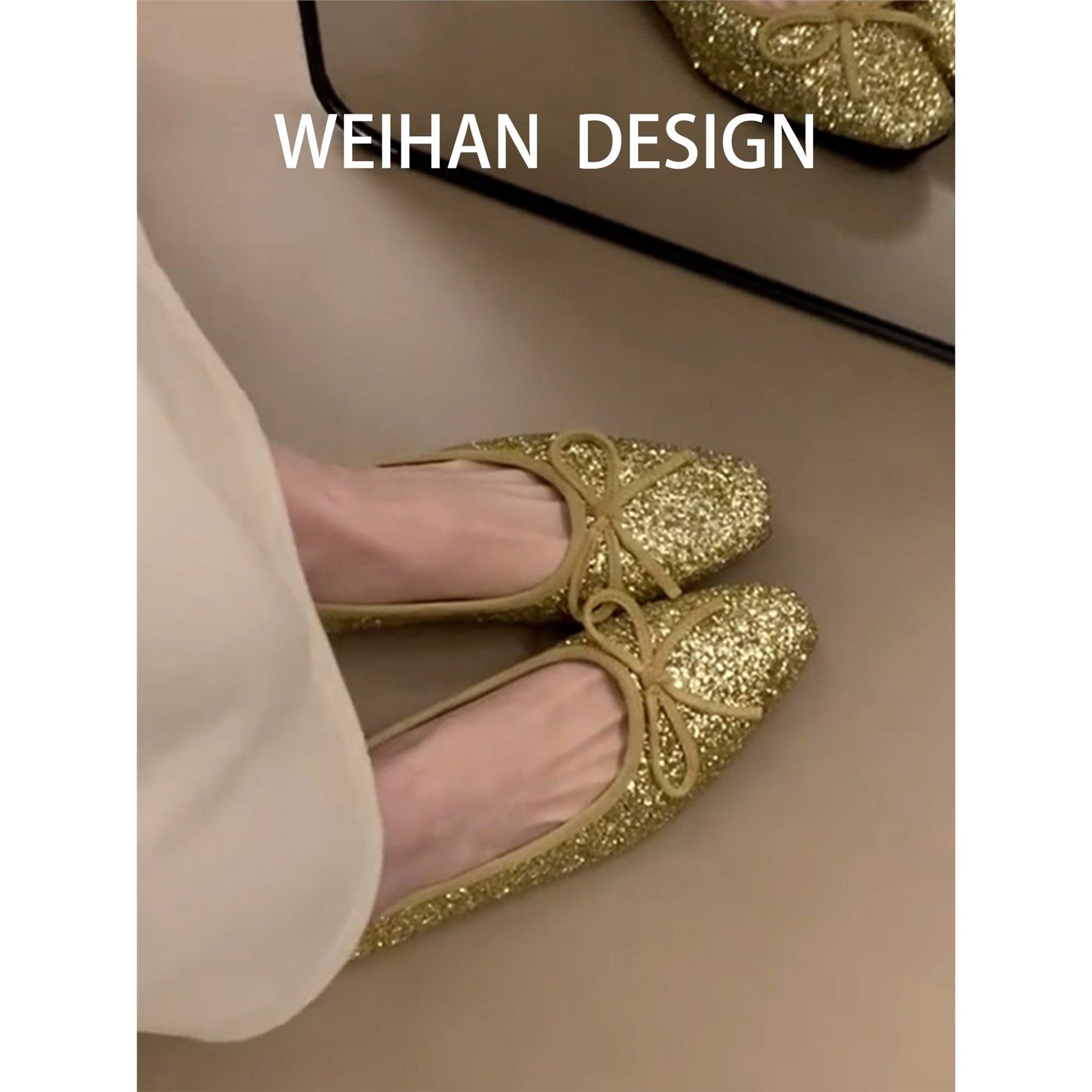 羊皮版！法式平底亮片浅口单鞋女蝴蝶结方头玛丽珍鞋配裙子芭蕾鞋,淘宝优惠券,粉丝福利购,淘宝优惠卷