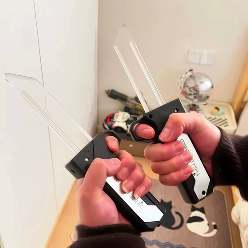 对插双刀发光双刃流光剑玩具儿童发光宝剑男孩光剑伸缩刀剑死侍刀 - 图0