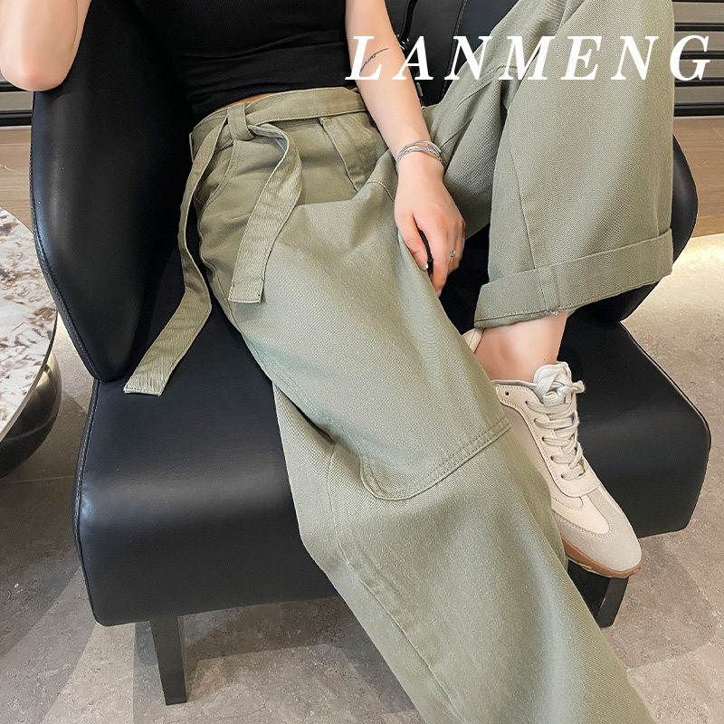 高腰显瘦宽松阔腿牛仔裤女2025秋季新款韩版百搭窄版直筒工装裤子,淘宝优惠券,粉丝福利购,淘宝优惠卷