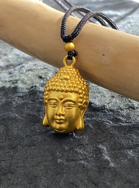 藏式古法金天珠黑绳项链花纹转运珠毛衣链路路通本命年挂坠锁骨