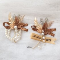 Coffee Butterfly Pearl Streaming Su Reworked Luxury Shiny Bridal Bridesmaid Group Chest Flower Wedding Wrist Florist Flowers